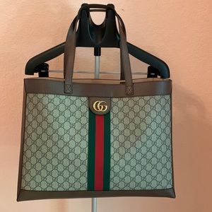 Gucci 547947 Ophidia Soft GG Supreme Tote Bag Brown